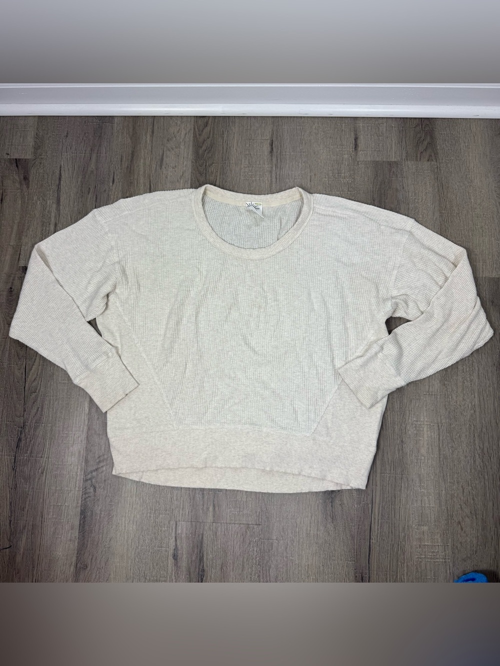 Aerie Waffle Knit Shirt Women Small Ivory Cream Oversized Cozy Pullover